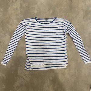 Vince Linen Jersey Stripped Long Sleeve Top